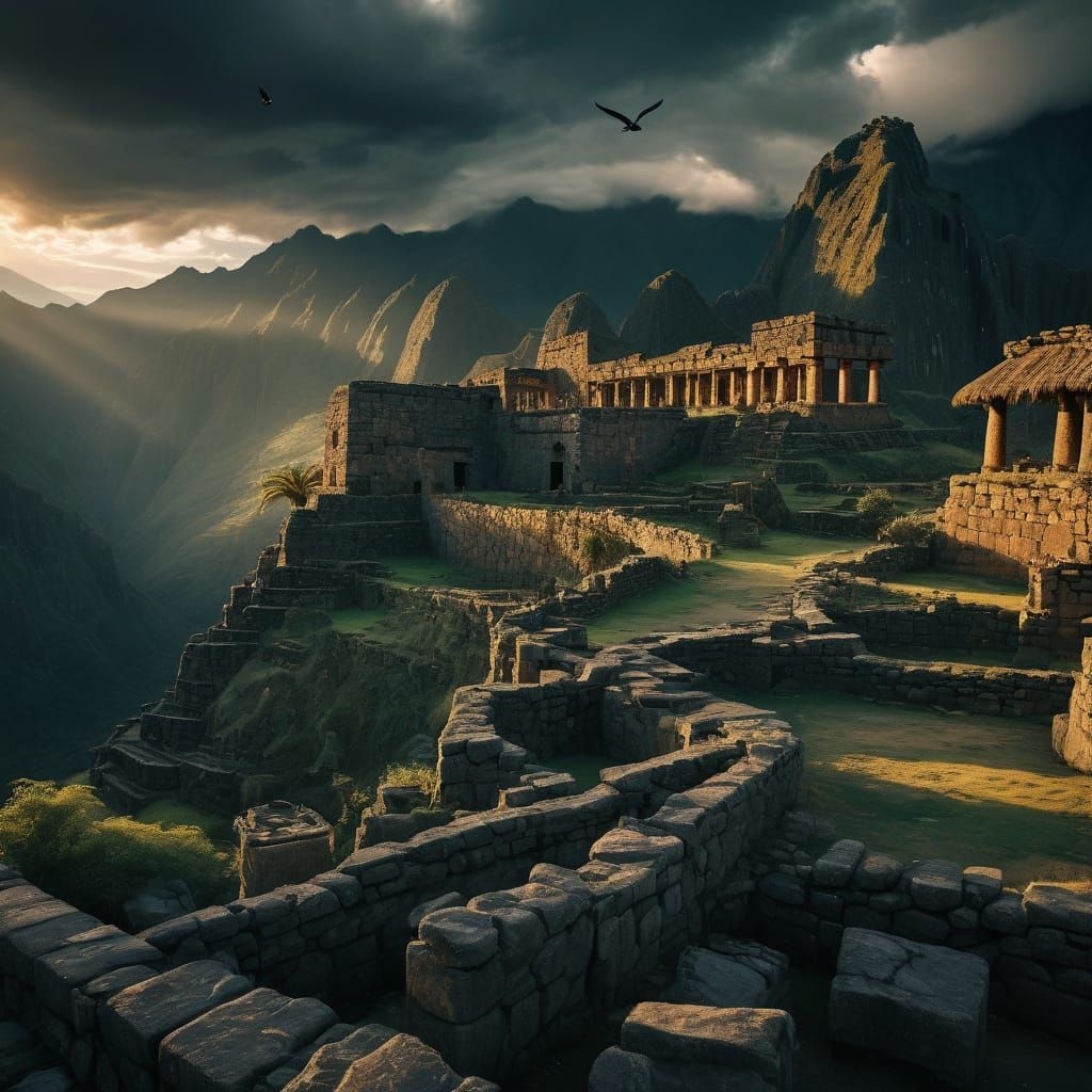 Condors Soar Over Ancient Inca Ruins in the Andes