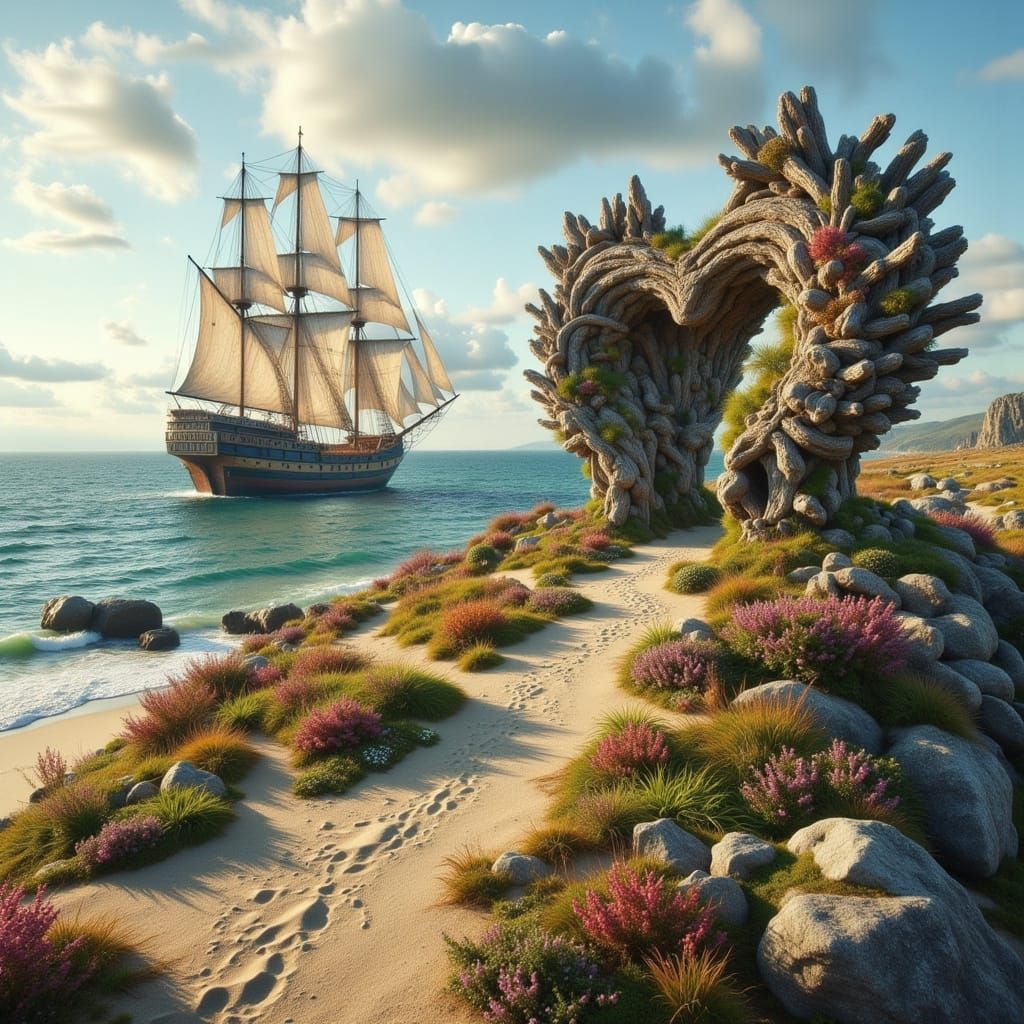 Surreal Cracked Earth Crescent Moon Landscape