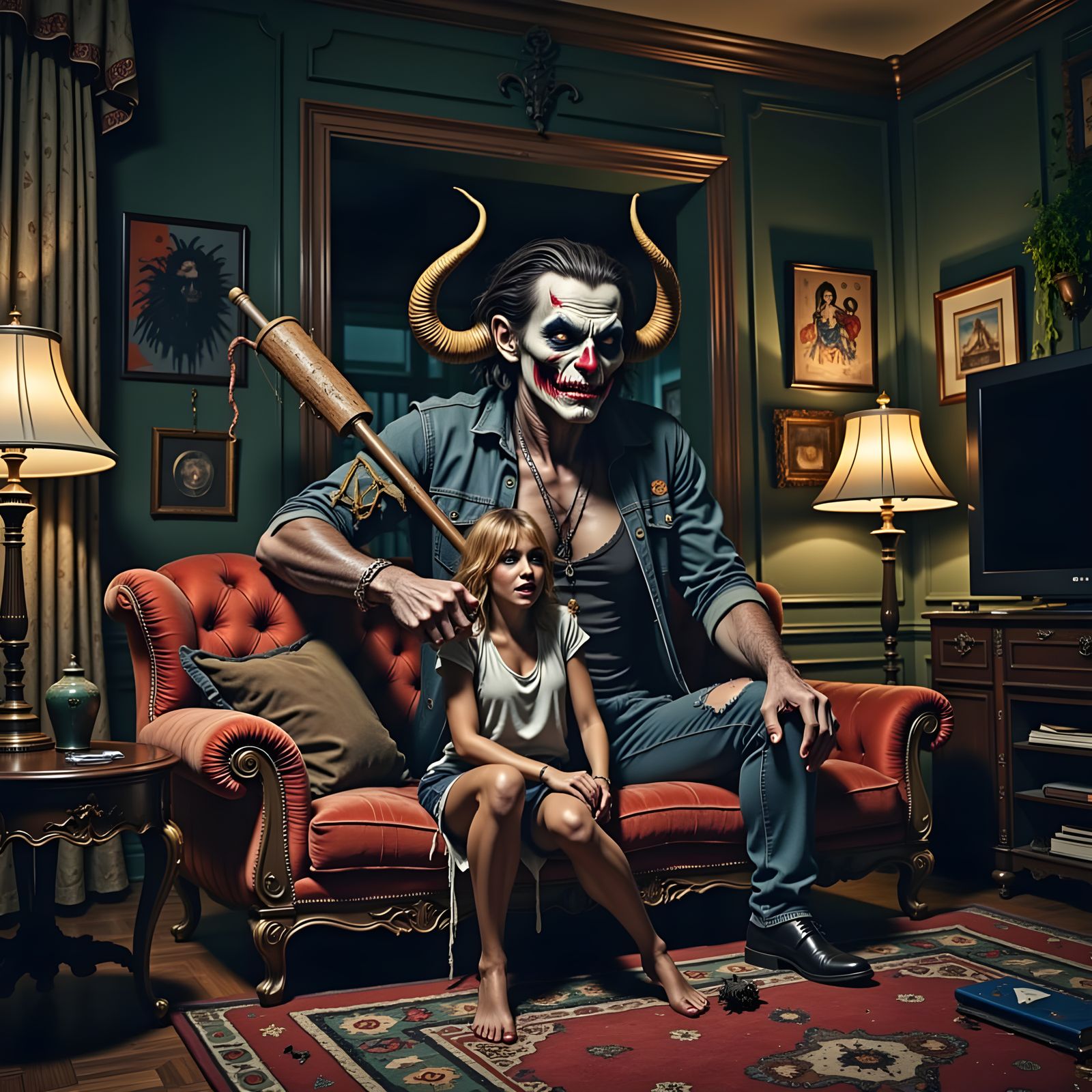 Giant Cylopes Invade a Woman's Home in a Surreal Gaming Scen...