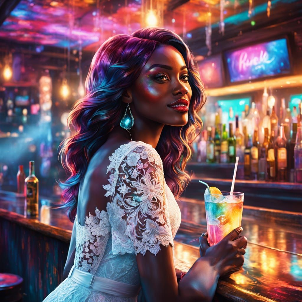 A Young Woman in a Luxurious Bar Scene
