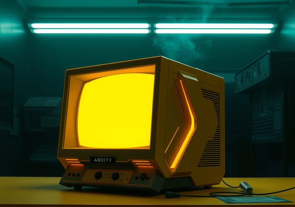 Retro Sci-Fi Computer with Neon Glow