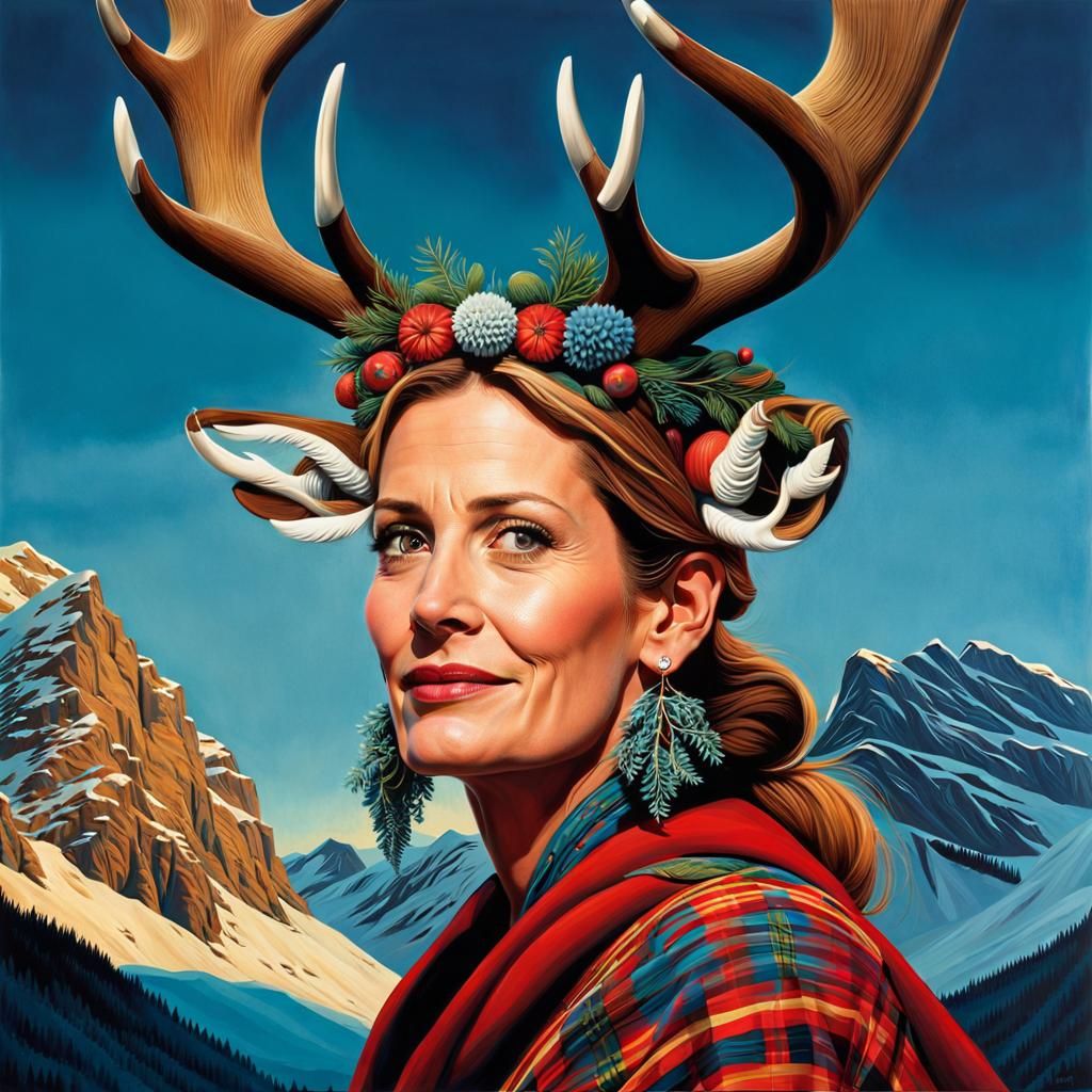 Woman with Antlers Dancing in Scandinavia