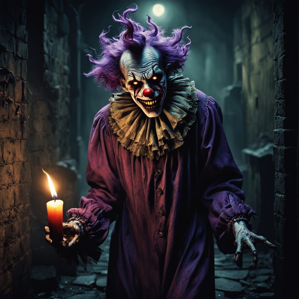 Sinister Demon Emerges from Dark Alleyway in Triadic Colors