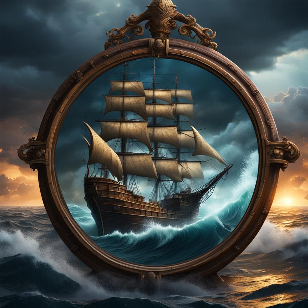 Storm at Sea Through Looking Glass: Digital Painting
