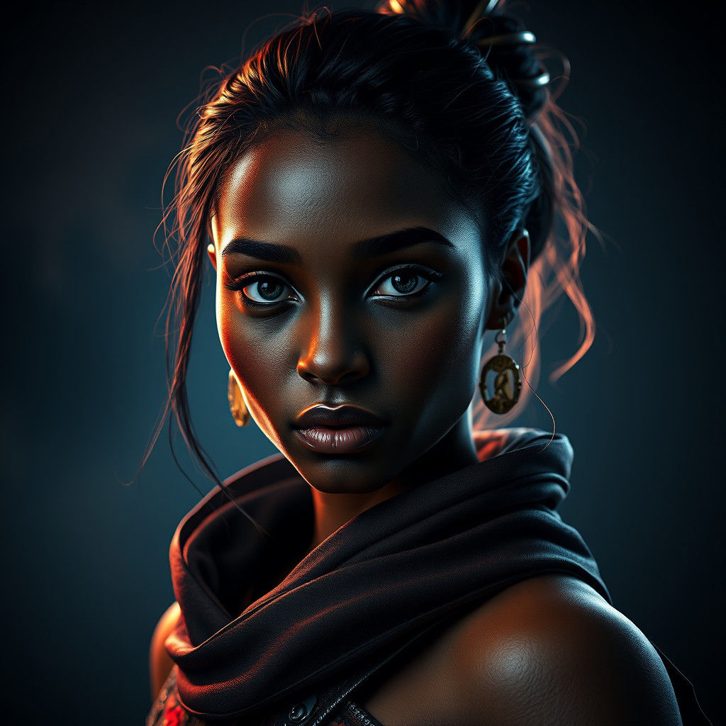 Tiana Portrait in Hyperrealistic Style with Dramatic Lightin...