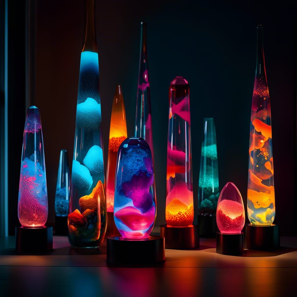 Lava Lamps in Dimly Lit Room: Graffiti Art