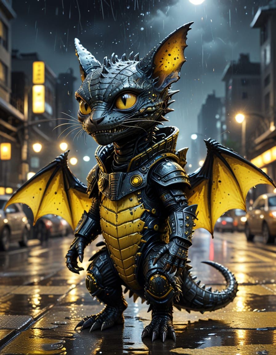 Surreal Xenomorph Impersonator in Steampunk Tokyo