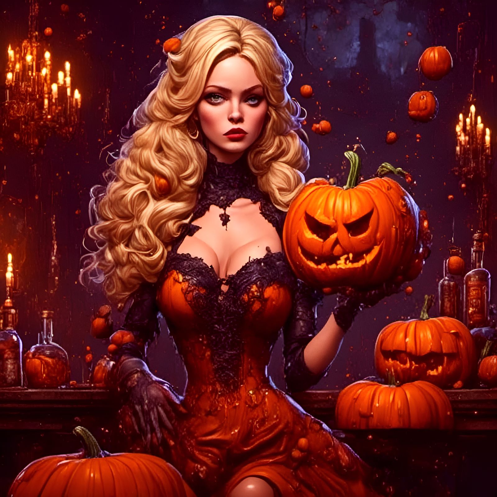 Blonde Woman with Pumpkin Booze at Oak Barrel