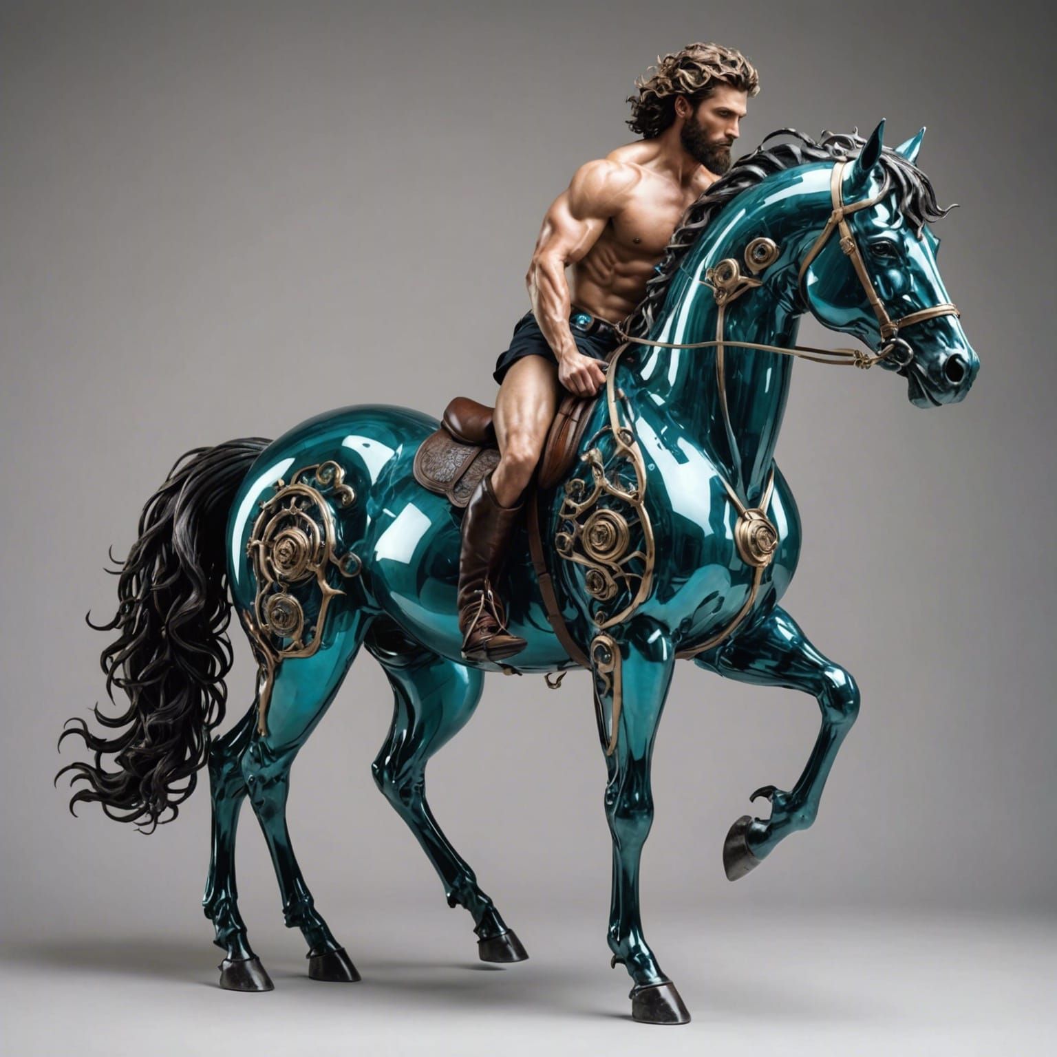 Futuristic Android Centaur with Glass and Ceramic Elements
