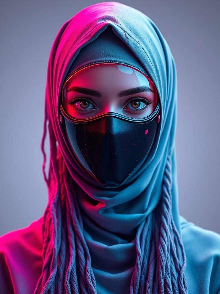 Faceless Futuristic Goddess in Neon Glow