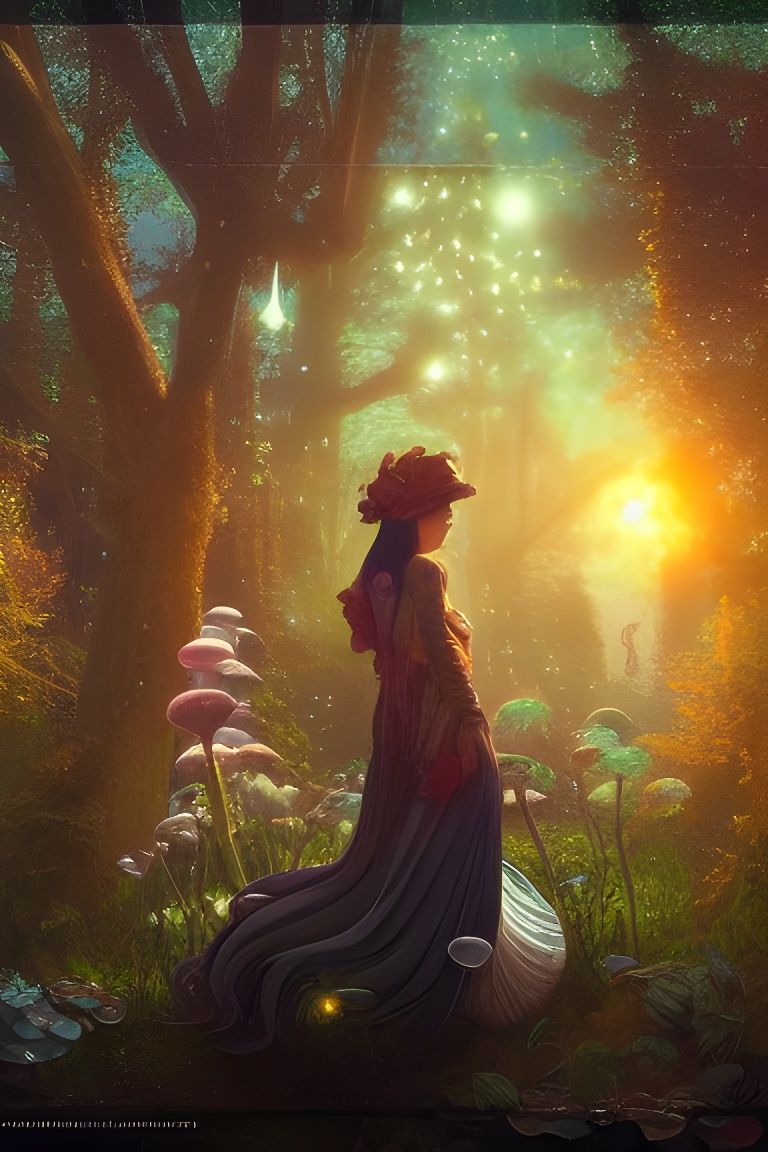 Girl in fantasy village