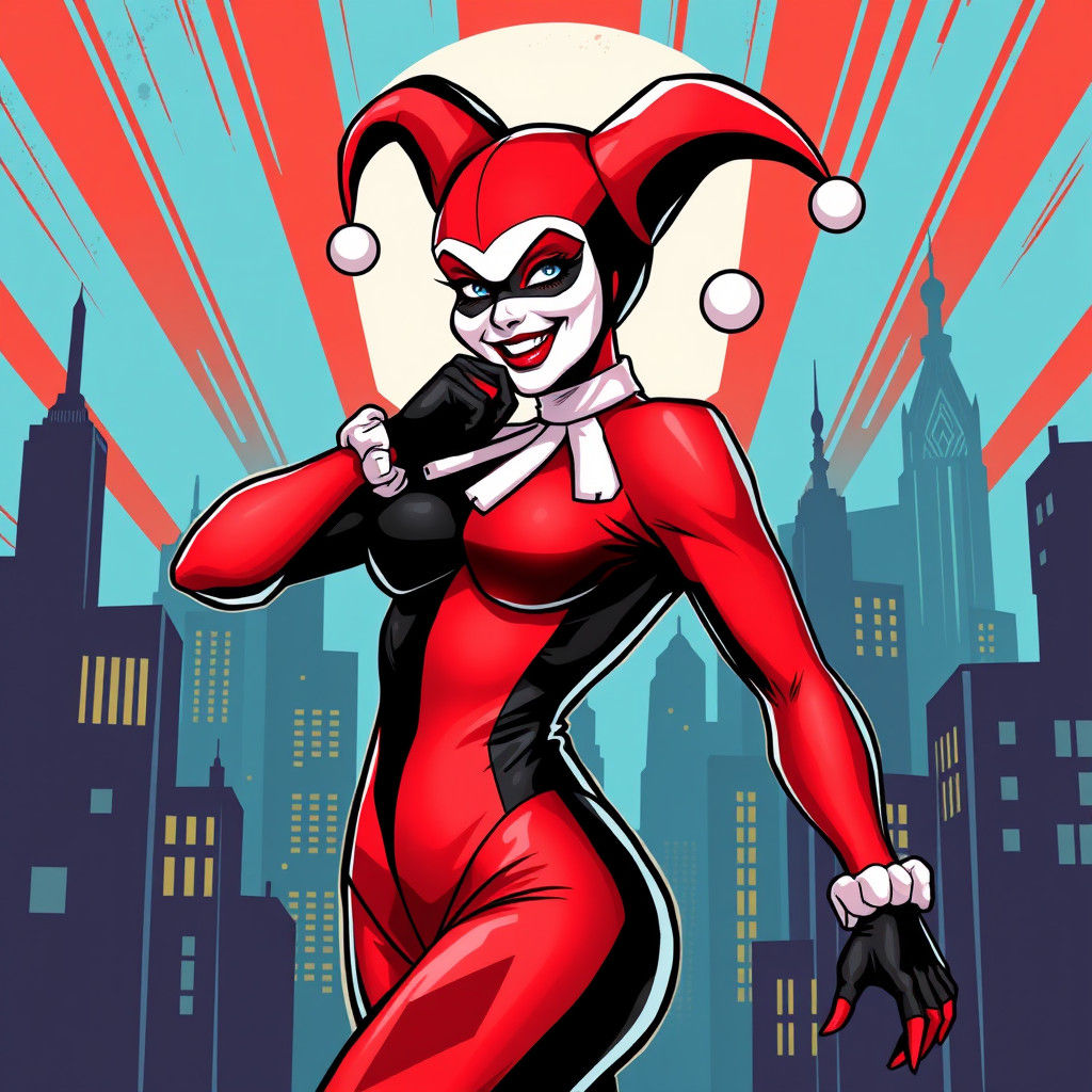 Harley Quinn in Gotham, Comic Book Art Style