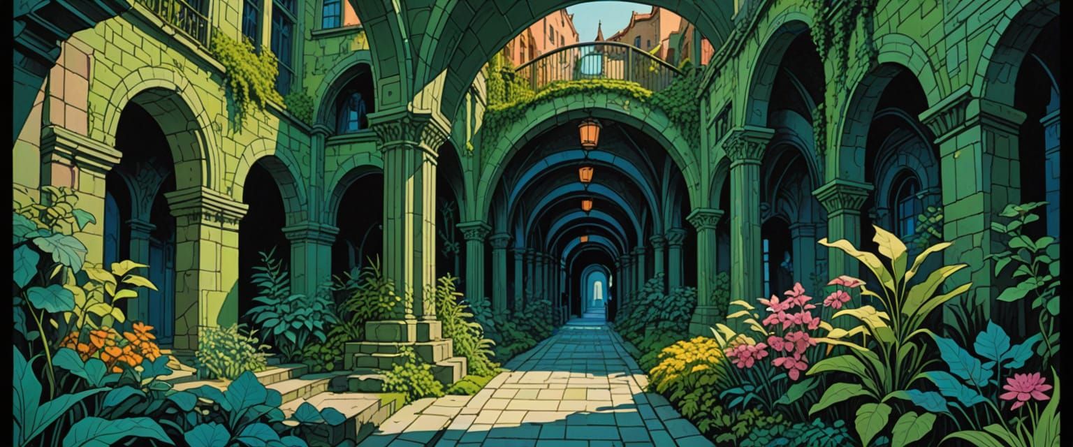 Futuristic Underground City in Comic Book Style