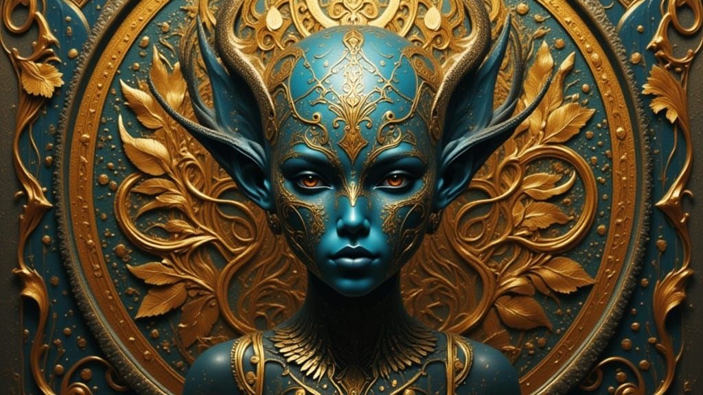 Alien Mandala Portrait in Dynamic Lighting