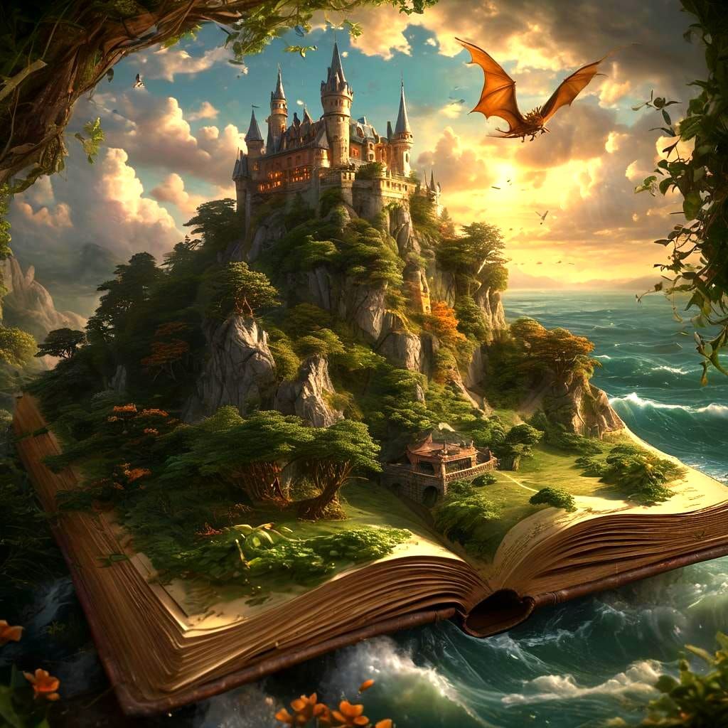 Book Pages Create Astral Landscape