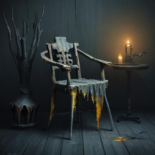 Dark Fantasy Skeletal Chair Concept Art