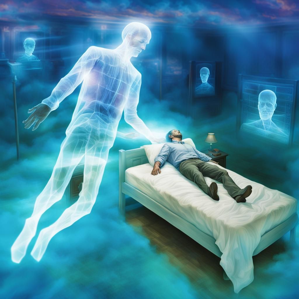 Holographic Spirit in Dreamwave Realm: Digital Art