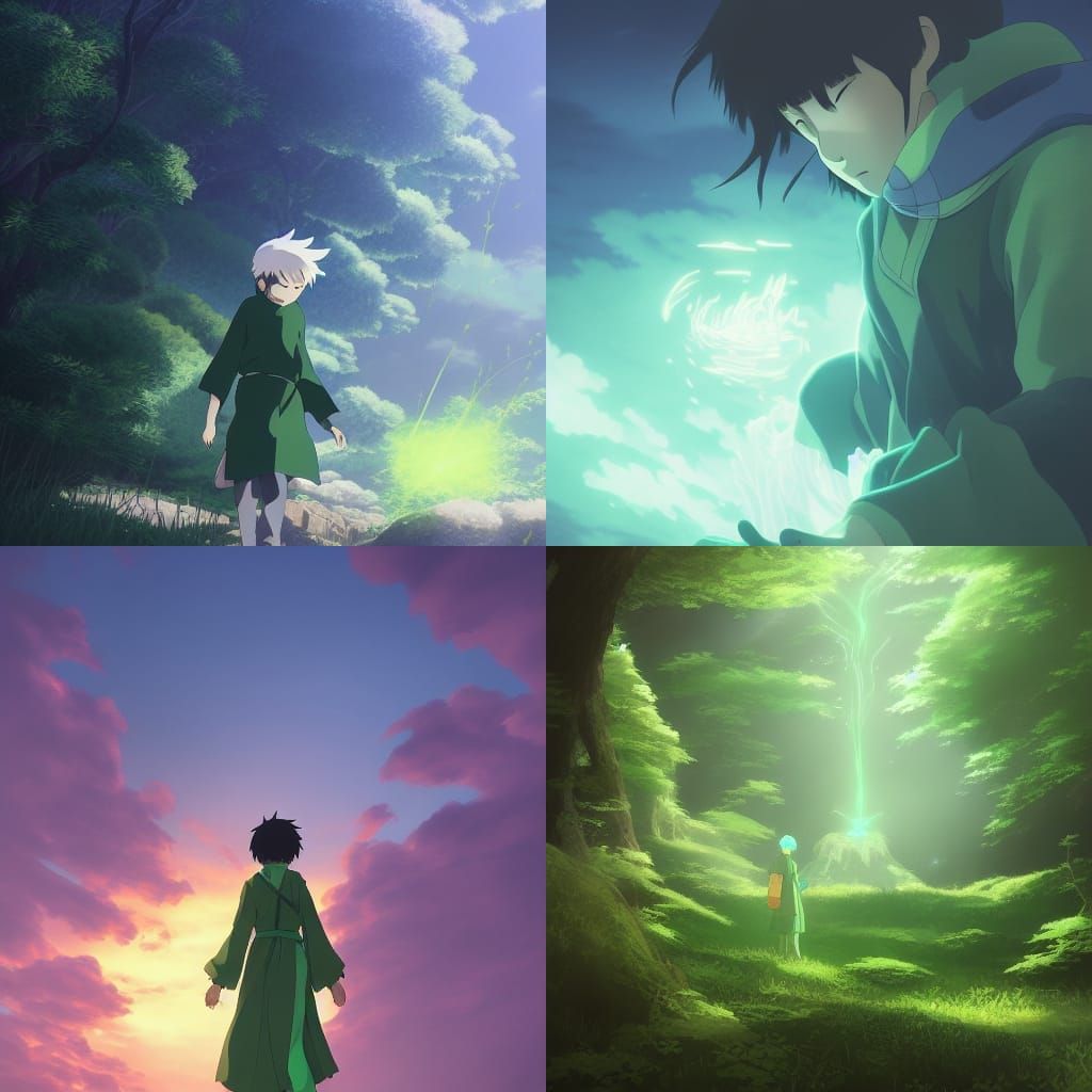 Wandering Mage in Ghibli Anime Style