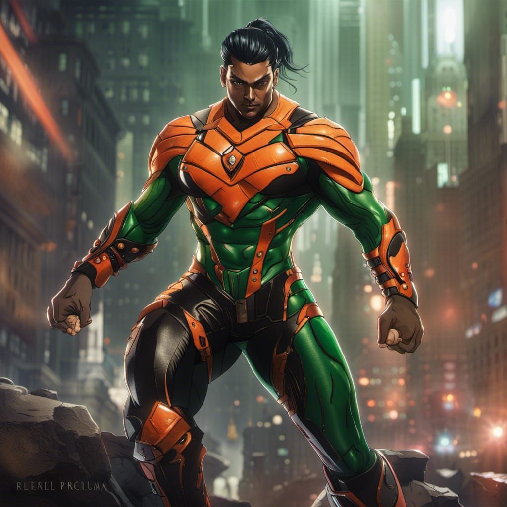 Hyperdetailed Indian Superhero in Steel Armor