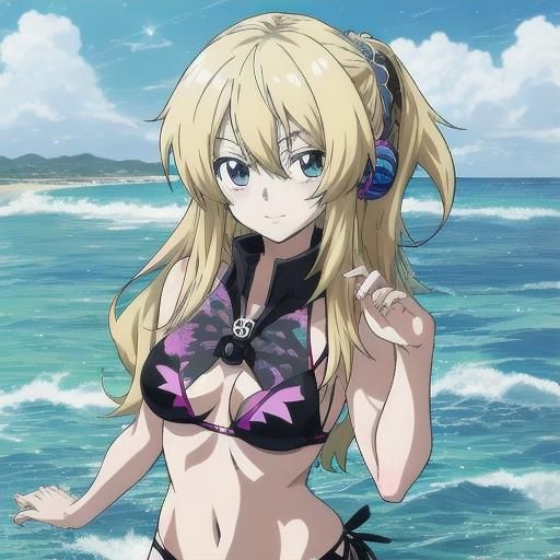 Bikini Blonde Girl in Anime Style