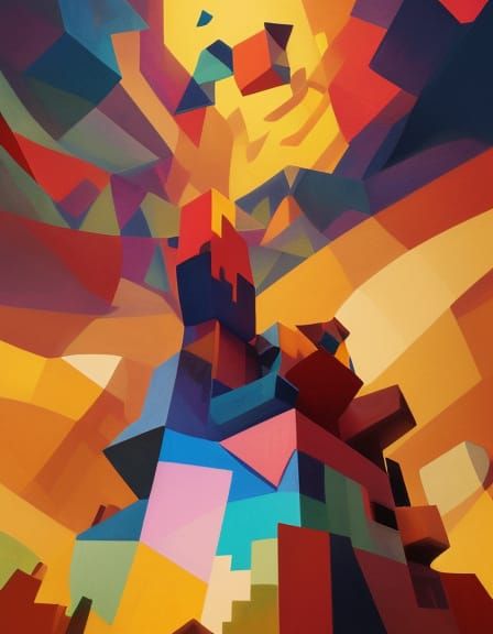 Boy Child Playing in Paul Klee Style