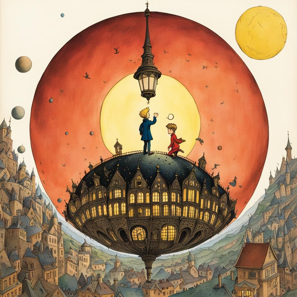 Little Prince on the Lamplighter's Planet: Illustration