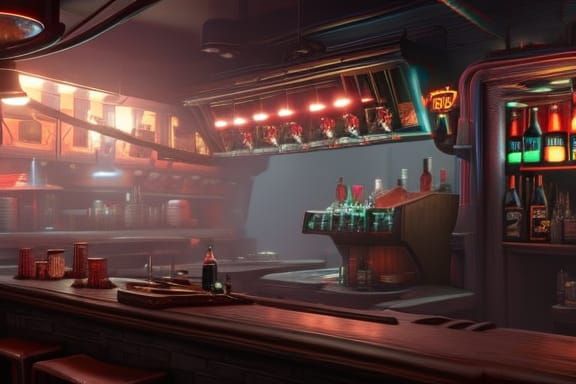 Koreatown Dive Bar: Dark Fantasy Concept Art