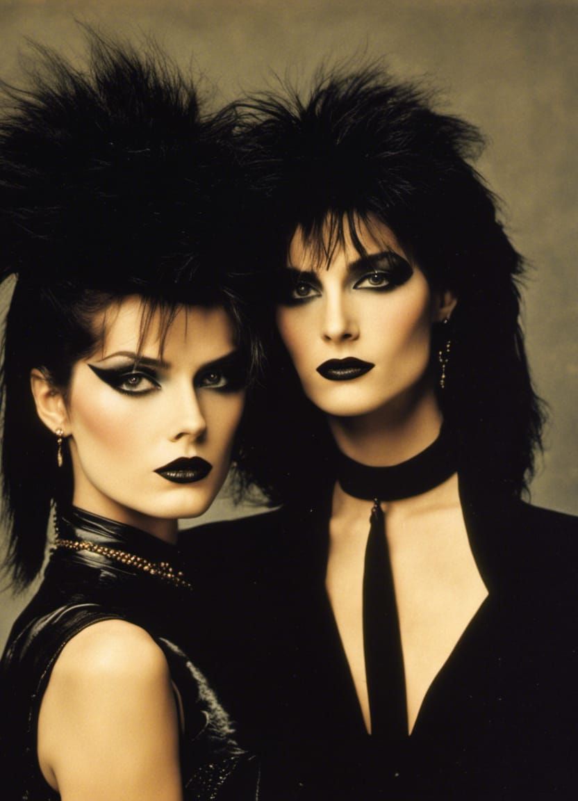 1980s Dark Wave Fashion in Vintage Polaroid Style