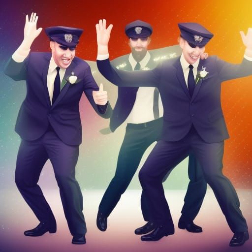 Goofy Policemen Dancing at Wedding Reception