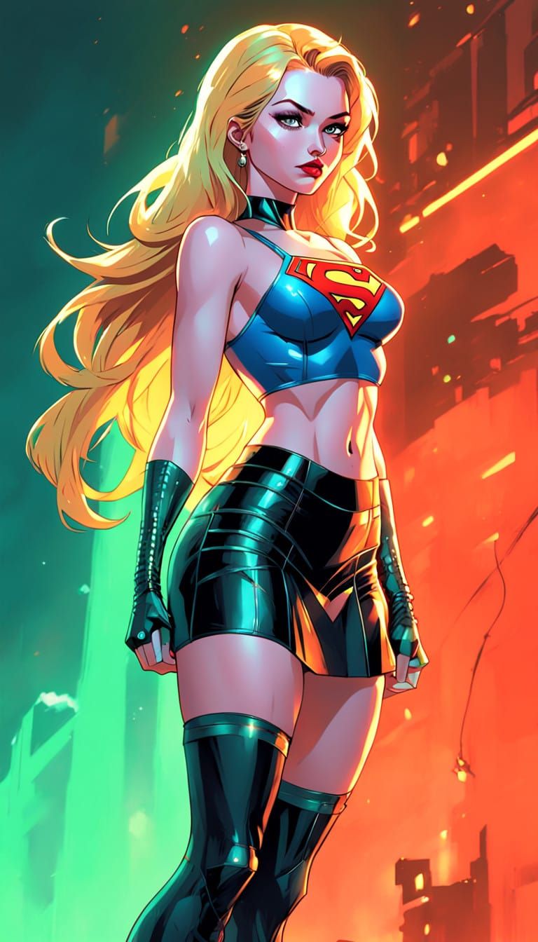 Cyberpunk Goddess in 60's Comic Book Style