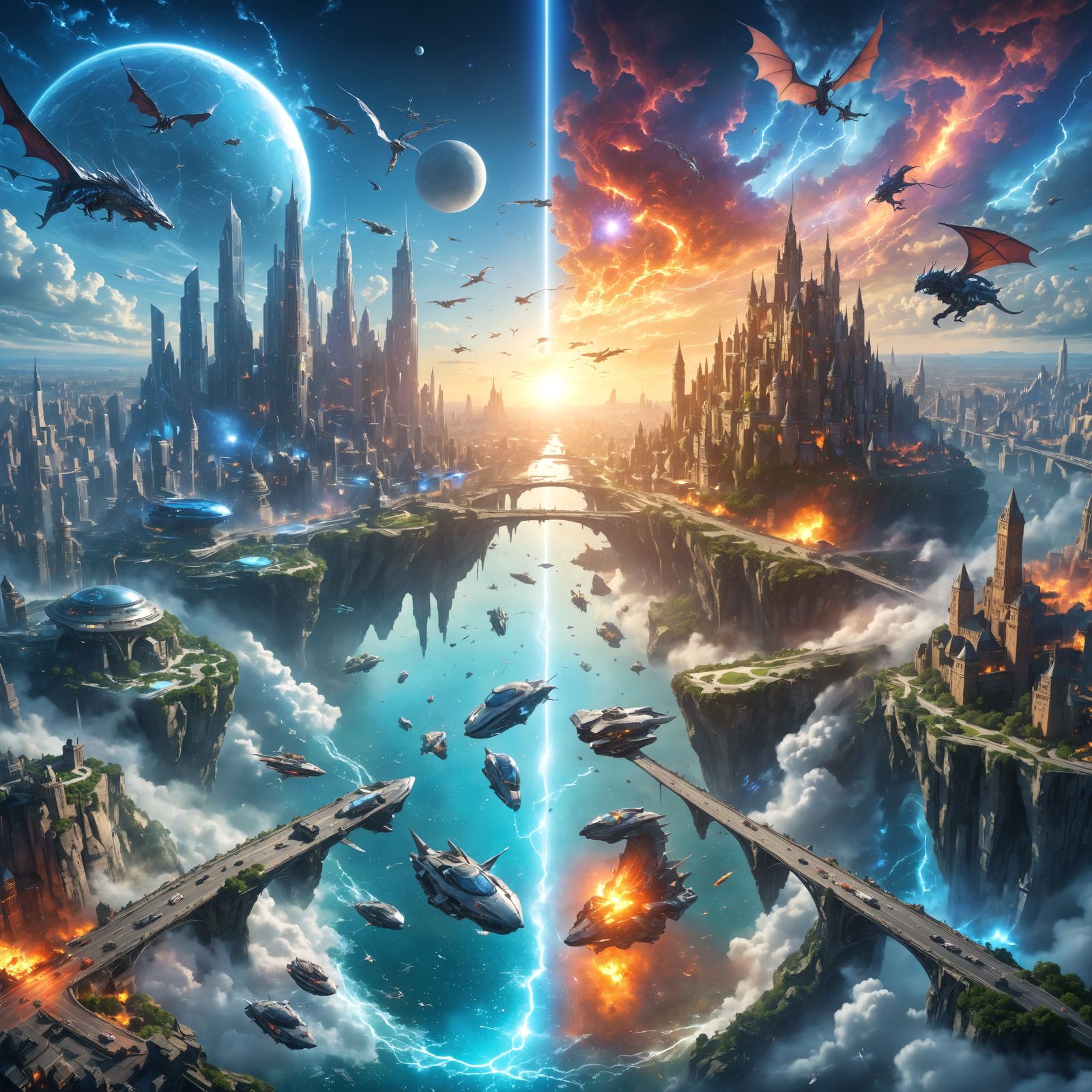 Worlds Collide: Futuristic City Meets Medieval Fantasy
