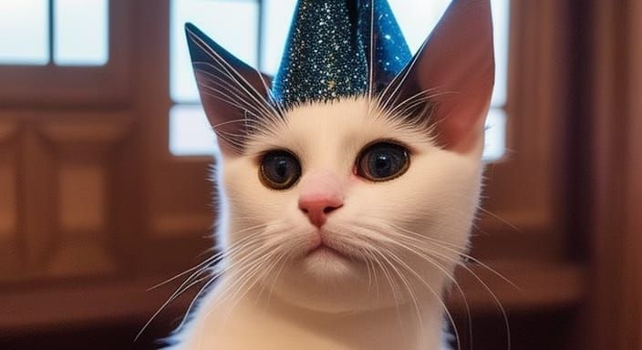 Calico Cat in Wizard Hat: A Digital Masterpiece