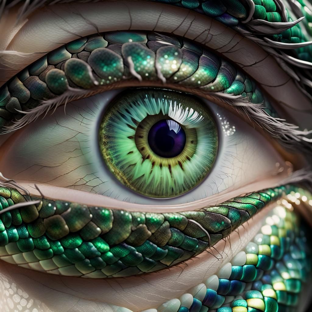 Snake Goddess: Hyperrealistic Eye Macro Photography