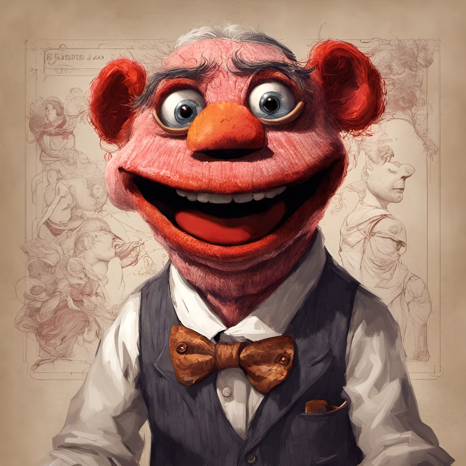 Adorable Sock Puppet Host in Digital Illustration