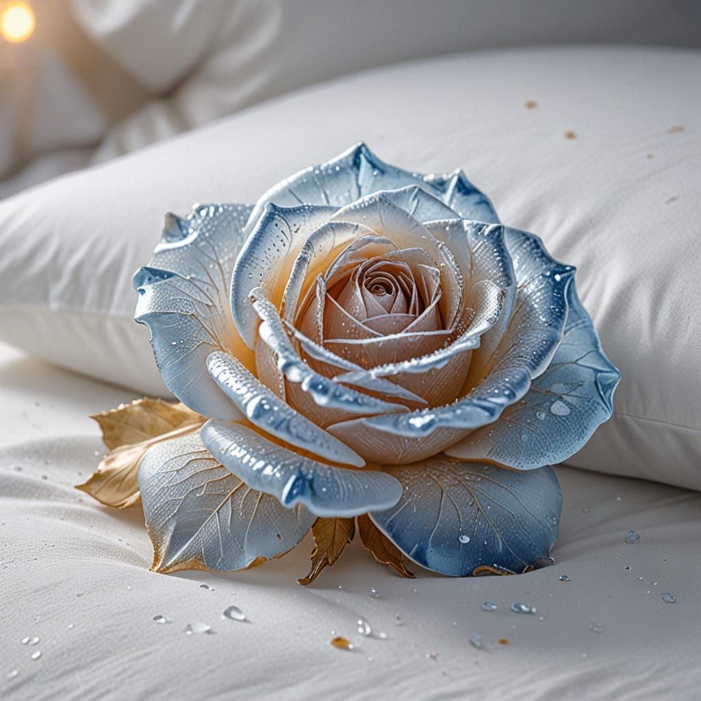Blue Glass Ice Rose in Photorealism