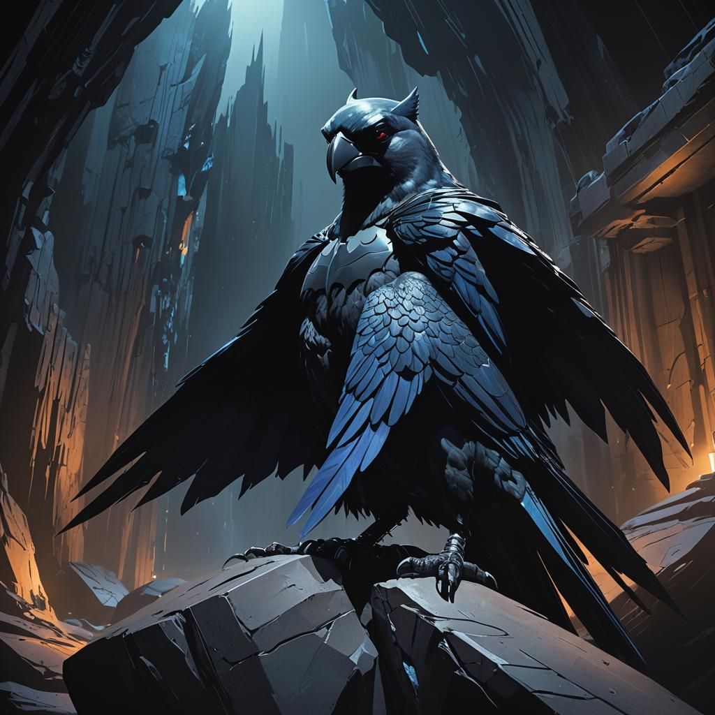 Batman's Parrot in Batcave, Rutkowski Style