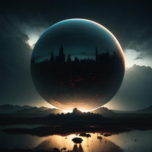 Earth Reflected in Chrome Sphere: Digital Matte Painting
