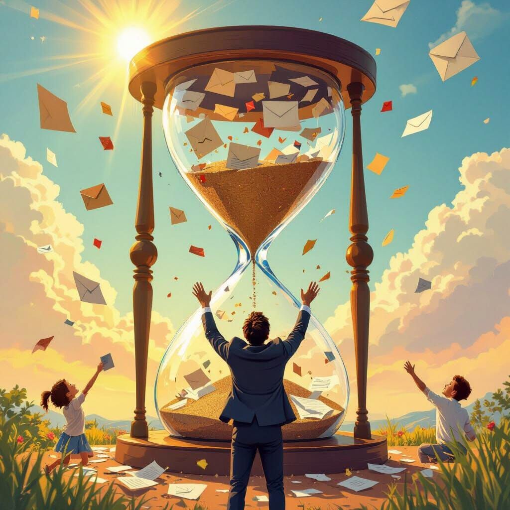 Trapped by Deadlines: Surreal Hourglass of Work vs. Life