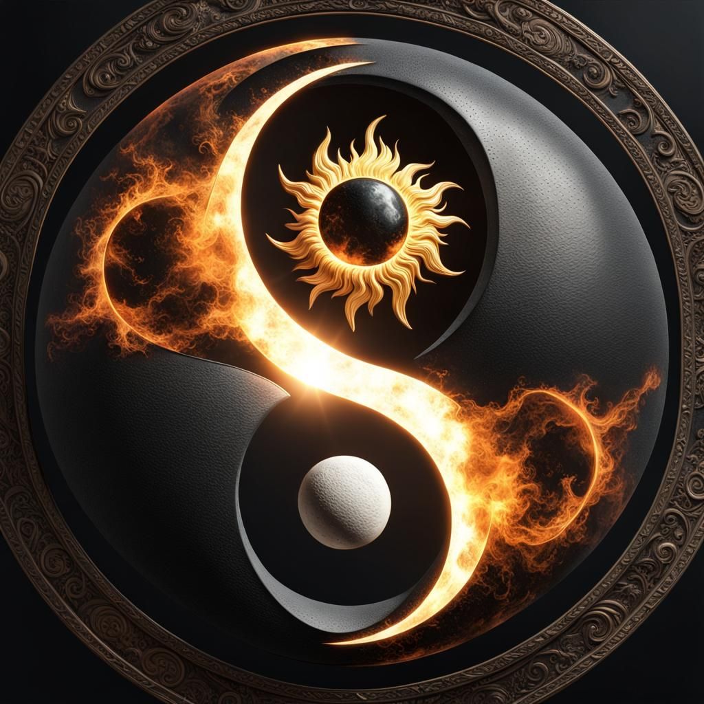 Yin Yang Sun and Moon Fusion in Detailed Digital Painting