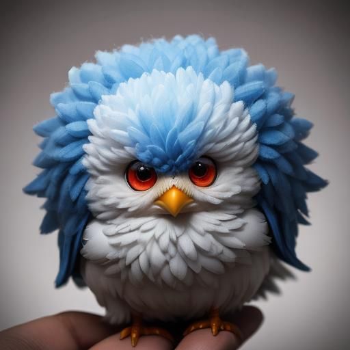 Cute Knitted Red Bird with Big Eyes