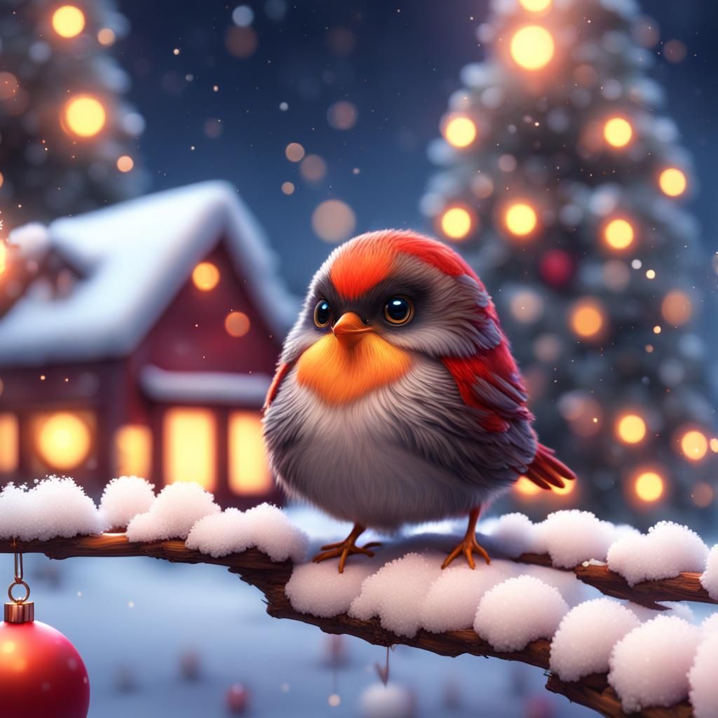 Fluffy christmas bird