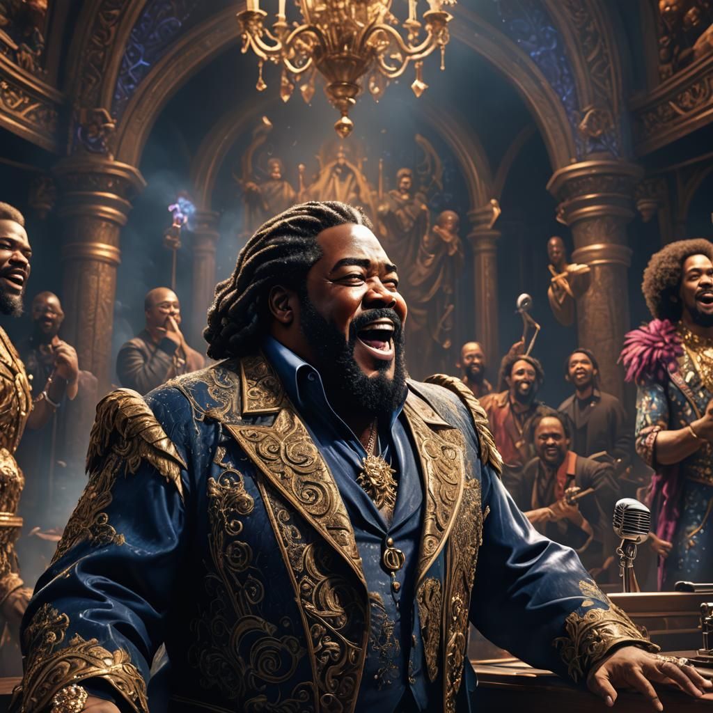 Singer at Microphone: Detailed Matte Painting