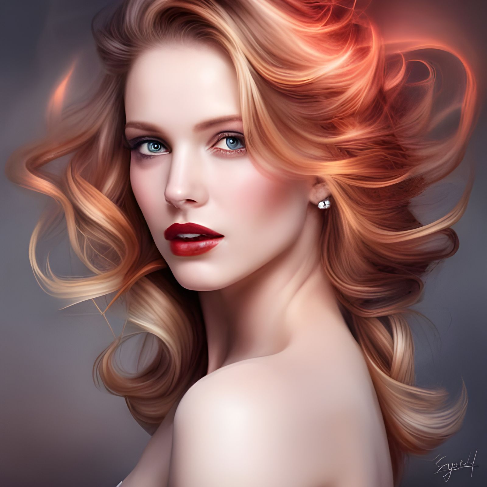 Portrait of a Woman Lit by Glowing Embers