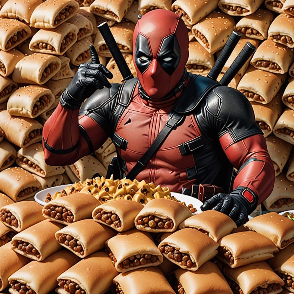 Deadpool Devours a Chimichanga Feast in Vibrant Colors