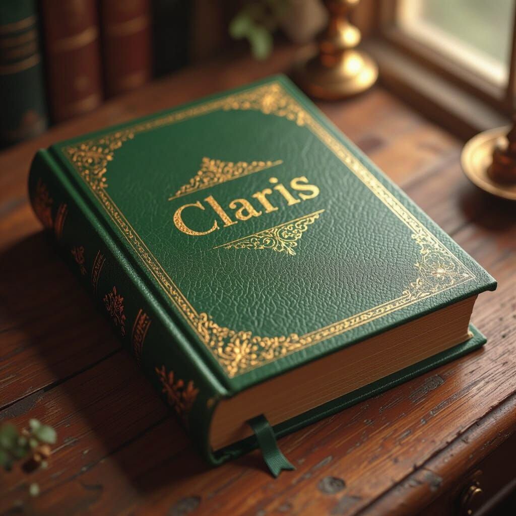 Green Leather Book with Gold Lettering