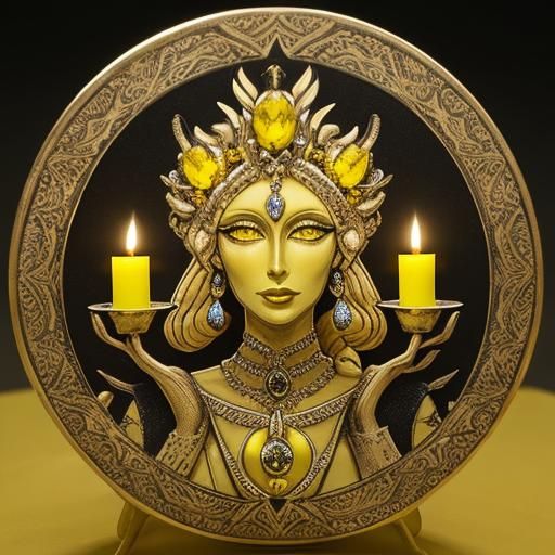 yellow land with a pretty woman candle light gemstone