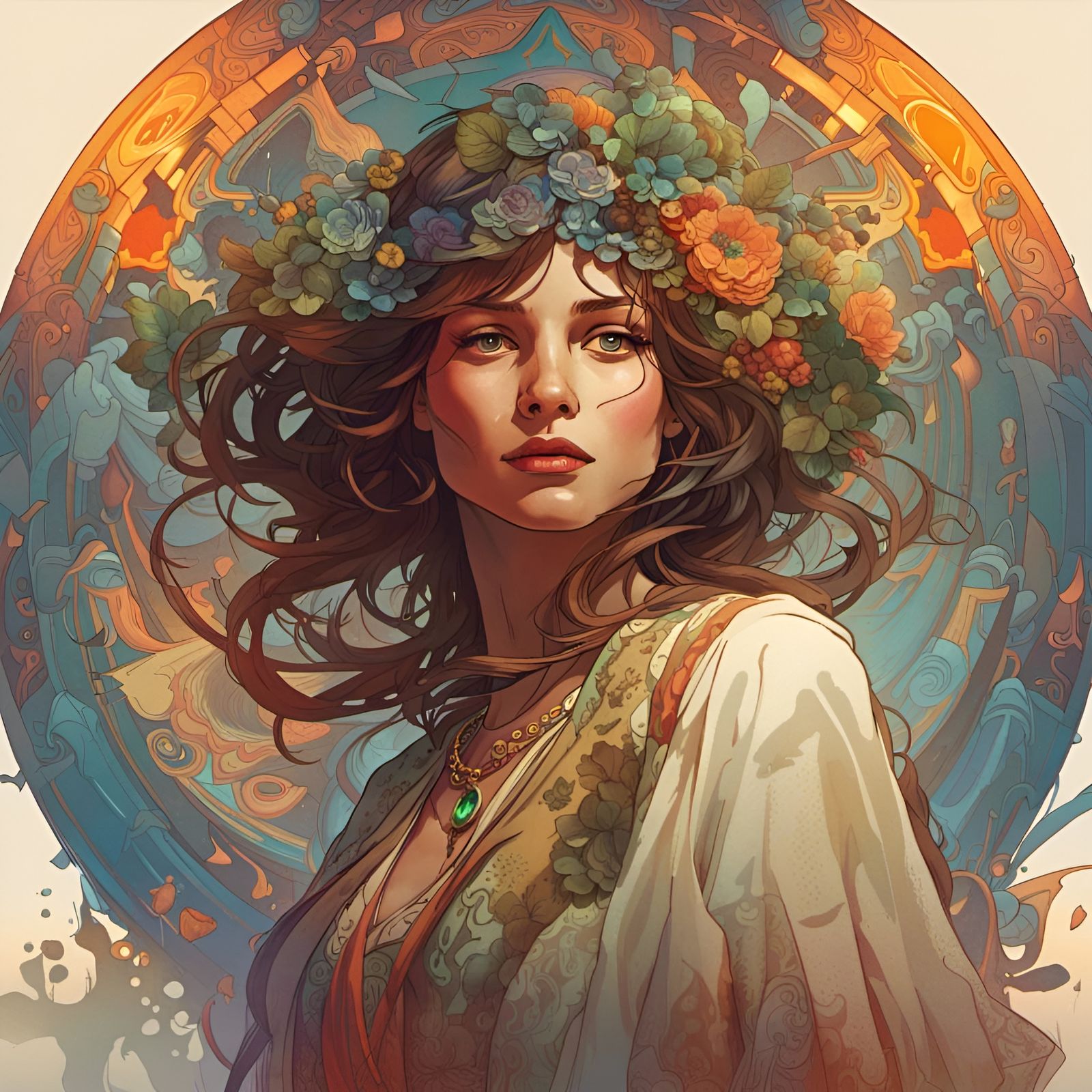 Vintage Mystery Novel Cover in Art Nouveau Style