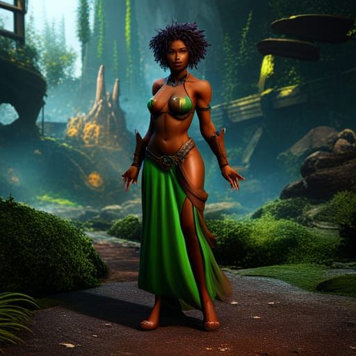 Fantasy Art: Brown Trans Girl Wielding Magic