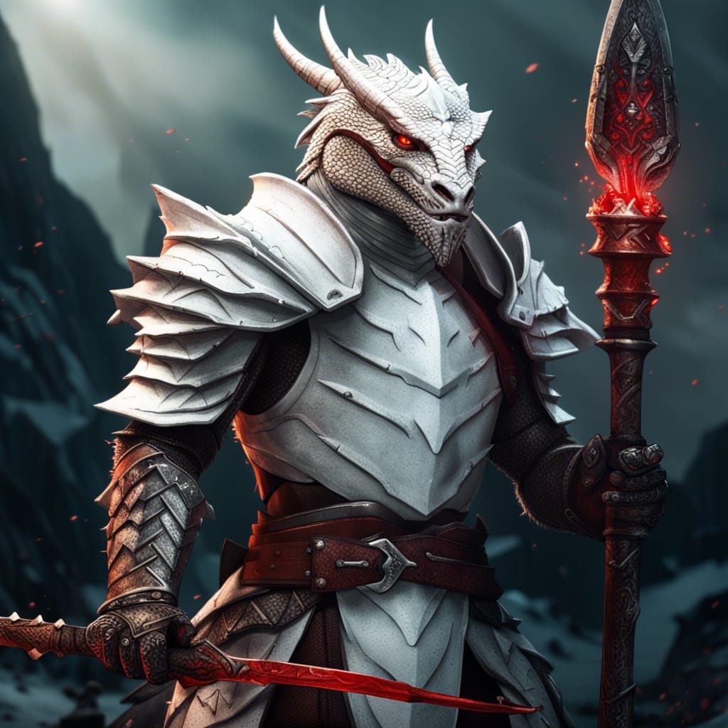 Dragonborn Warrior in Detailed Fantasy Art