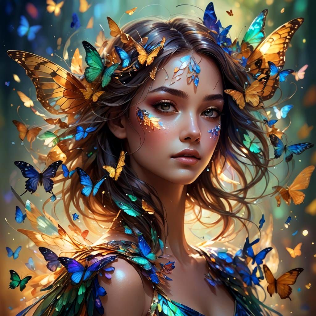 Butterfly Wings Portrait in Hyperdetailed Digital Art